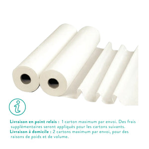 6 rouleaux Draps d'examen Larges blancs - 135 formats - 2 Plis lisses My Medical