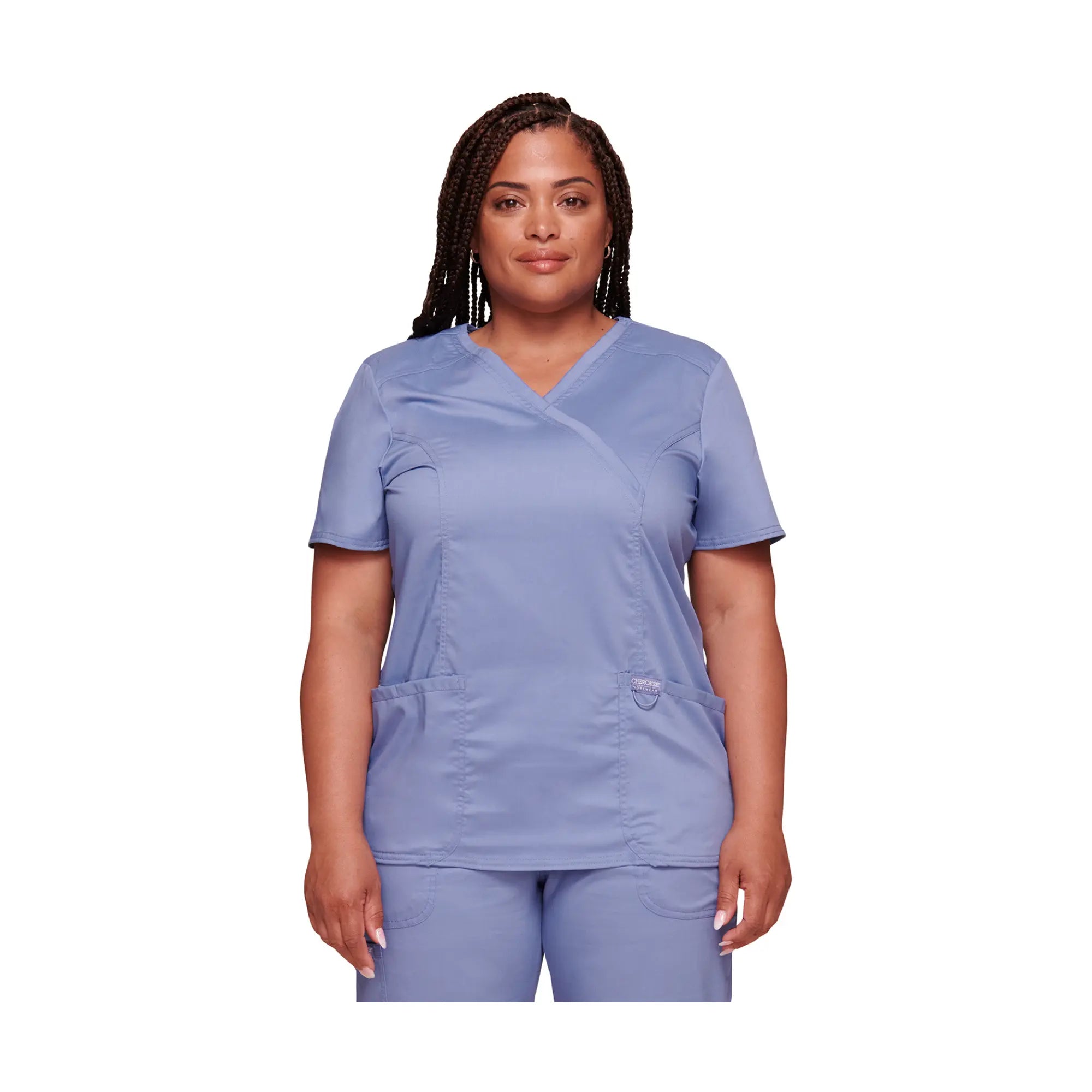 Béziers - Tunique cache-cœur col V - Femme - Cherokee - Couleur 1 Cherokee Authentic Workwear Bleu-Ciel-3XL
