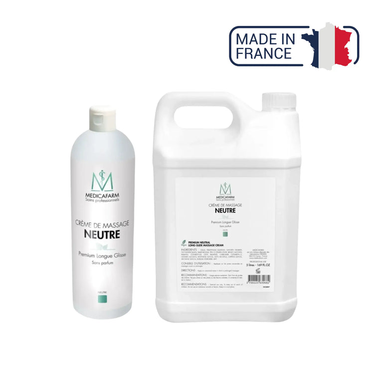 Crème de Massage Neutre PREMIUM Longue Glisse - 1 ou 5 Litres- Medicafarm Medicafarm