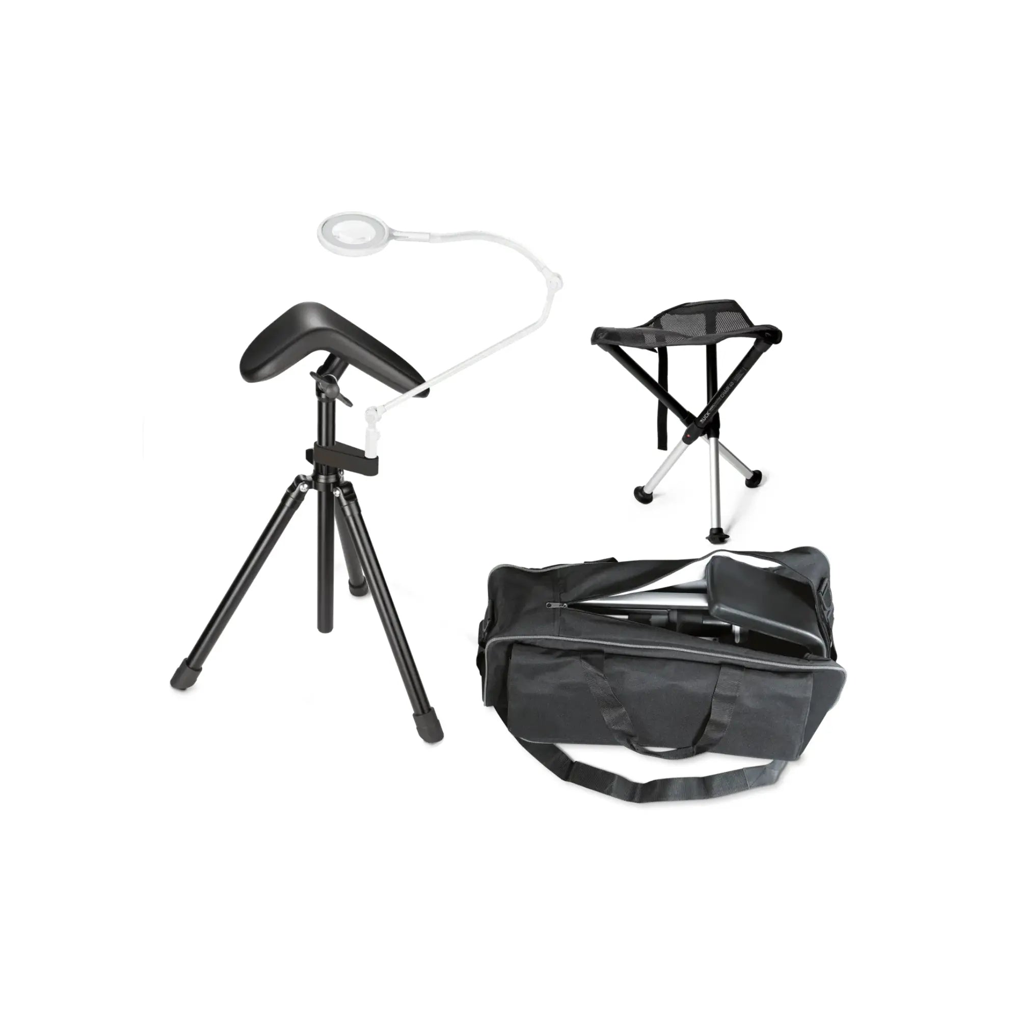 Ensemble de soin mobile - Tabouret + Repose pied + Lampe loupe Circle S - Ruck Ruck White-Edition