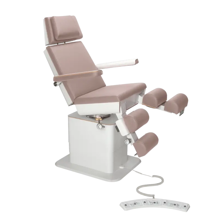 Fauteuil de pédicurie - MOON - Relevage électrique - Filaire - Ruck My Podologie  Taupe-3-moteurs-Blanc