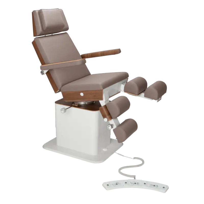 Fauteuil de pédicurie - MOON - Relevage électrique - Filaire - Ruck My Podologie  Muscade-5-moteurs-Noyer