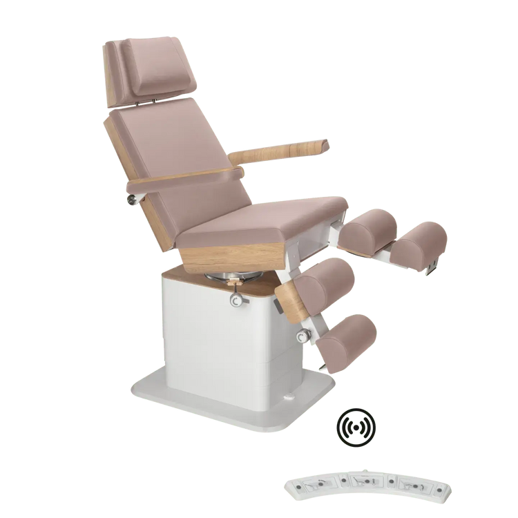 Fauteuil de pédicurie - MOON - Relevage électrique - Wifi - Ruck My Podologie  Taupe-3-moteurs-Chêne