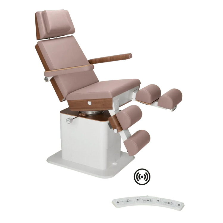 Fauteuil de pédicurie - MOON - Relevage électrique - Wifi - Ruck My Podologie  Taupe-3-moteurs-2-Noyer