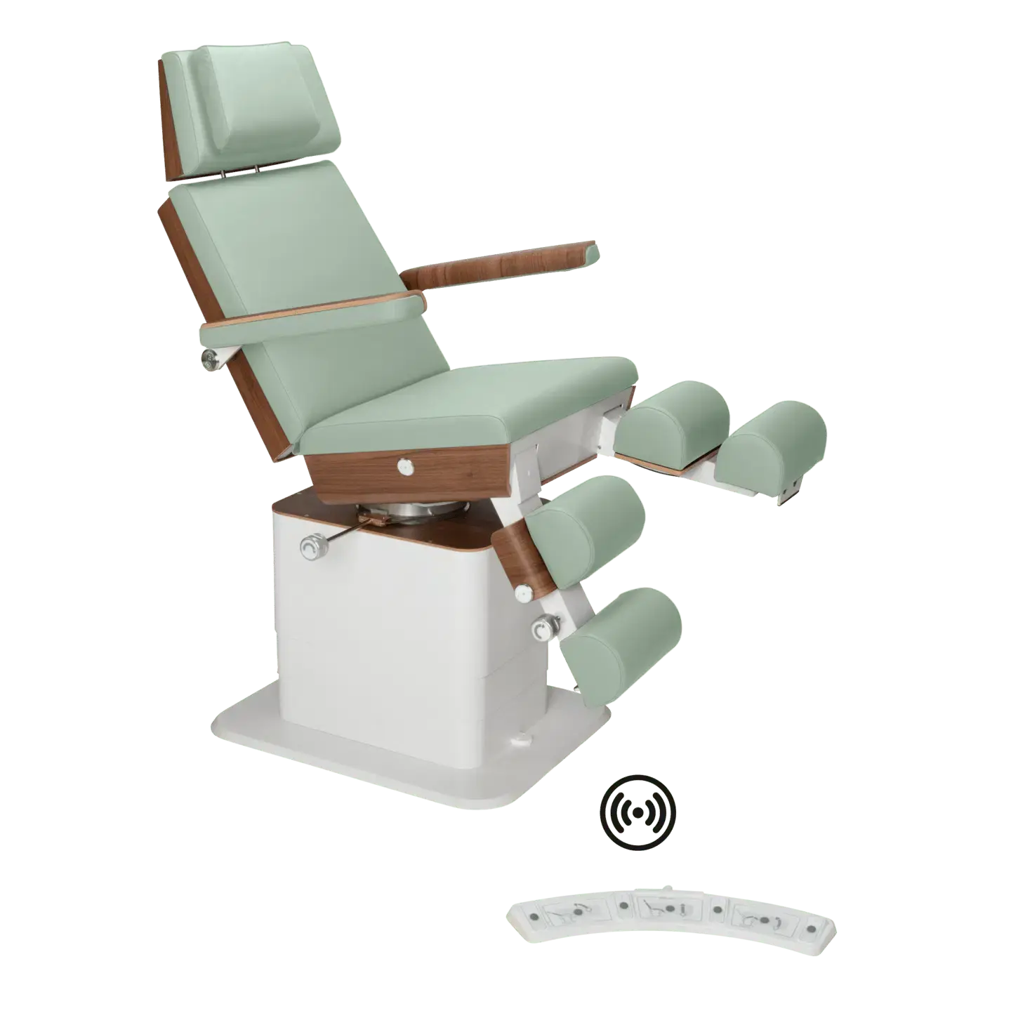 Fauteuil de pédicurie - MOON - Relevage électrique - Wifi - Ruck My Podologie  Sauge-5-moteurs-Noyer