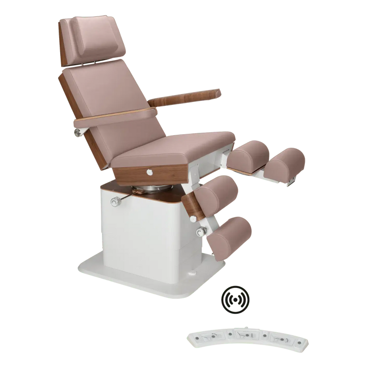 Fauteuil de pédicurie - MOON - Relevage électrique - Wifi - Ruck My Podologie  Taupe-5-moteurs-Noyer