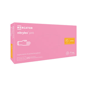 Gants d'examen - Nitrile Rose - Sans poudre - Boite de 100 - My Podologie MP