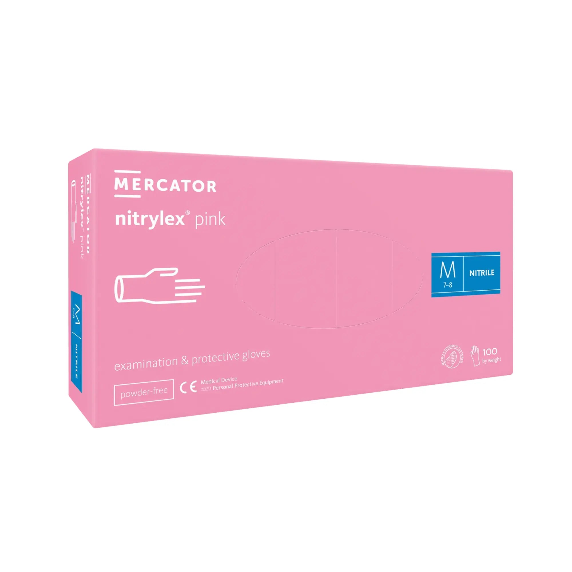 Gants d'examen - Nitrile Rose - Sans poudre - Boite de 100 - My Podologie MP