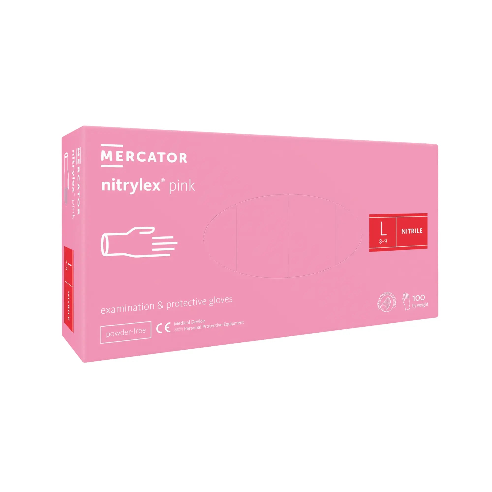 Gants d'examen - Nitrile Rose - Sans poudre - Boite de 100 - My Podologie MP