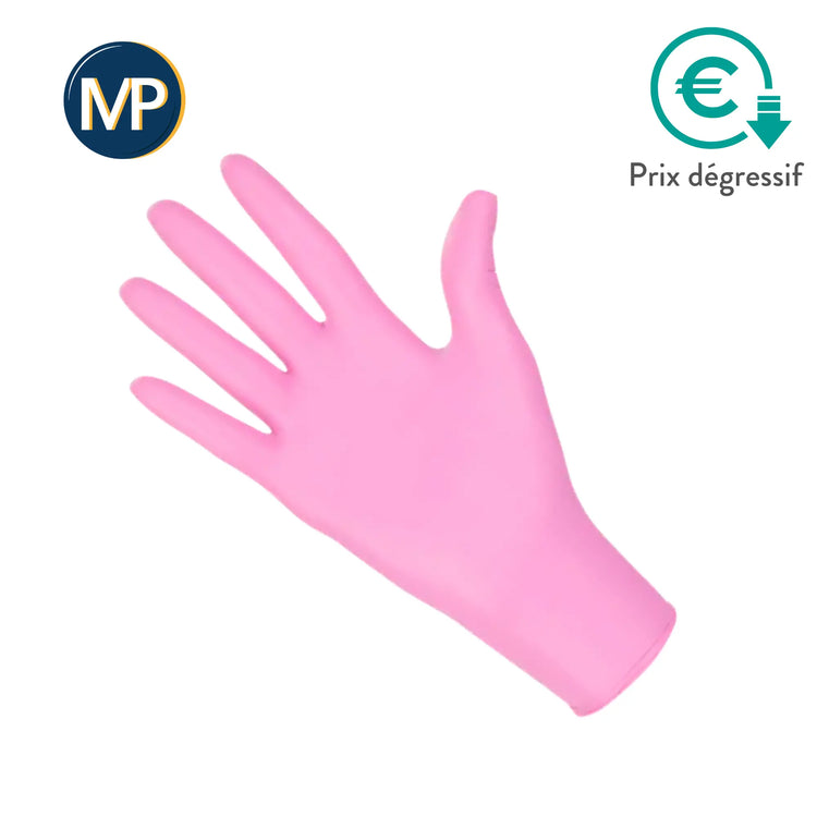 Gants d'examen - Nitrile Rose - Sans poudre - Boite de 100 - My Podologie MP