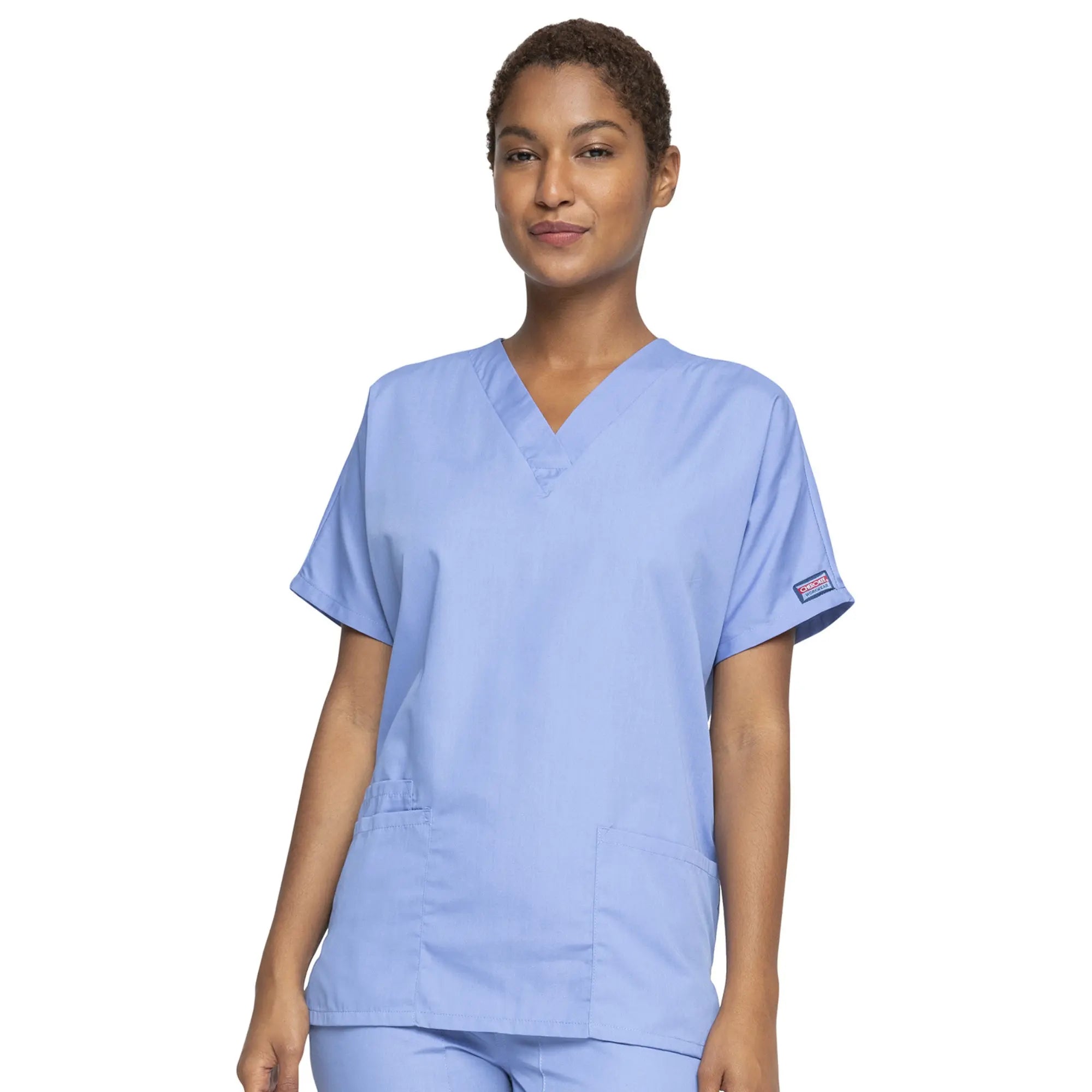 Guéthary - Tunique médicale - Col V - Manches courtes - Femme - Cherokee - Couleur 1 Cherokee Authentic Workwear Bleu-Ciel-XXXL