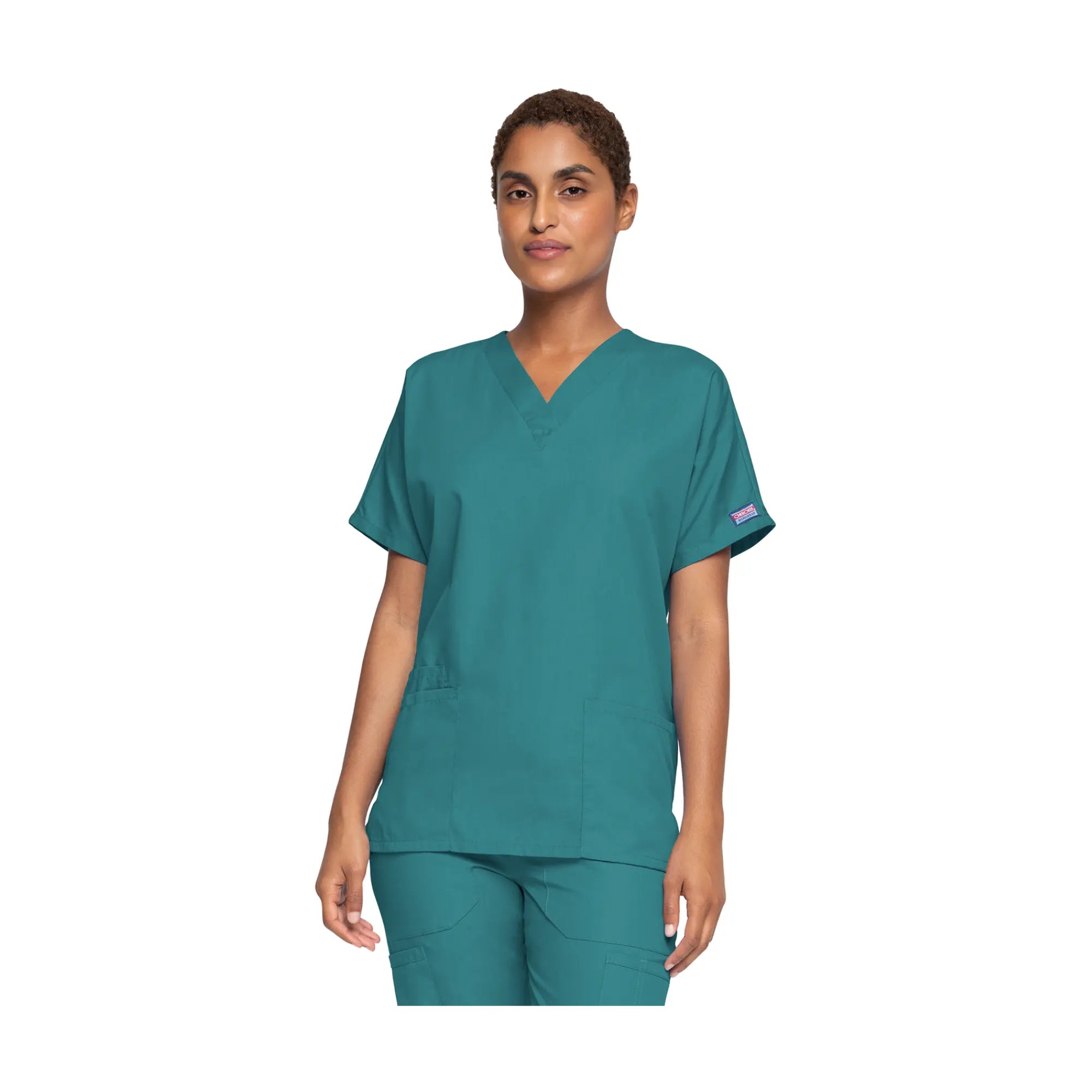 Guéthary - Tunique médicale - Col V - Manches courtes - Femme - Cherokee - Couleur 1 Cherokee Authentic Workwear Bleu-Caraïbes-XXXL