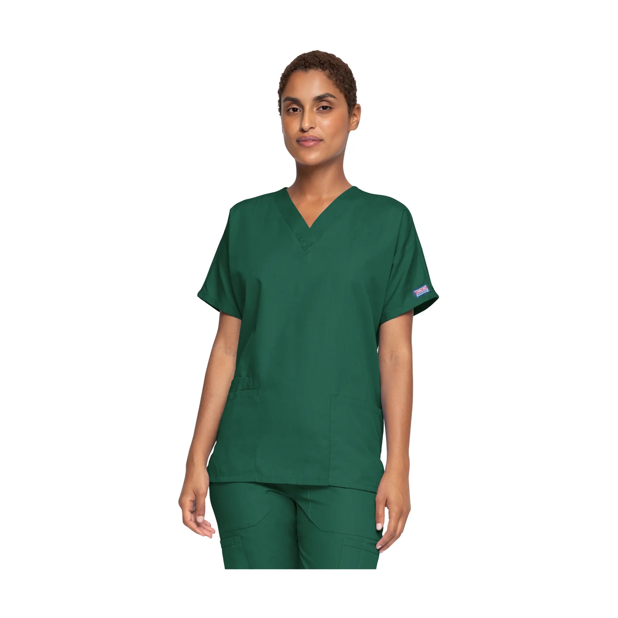 Guéthary - Tunique médicale - Col V - Manches courtes - Femme - Cherokee - Couleur 1 Cherokee Authentic Workwear Vert-chasseur-XXXL
