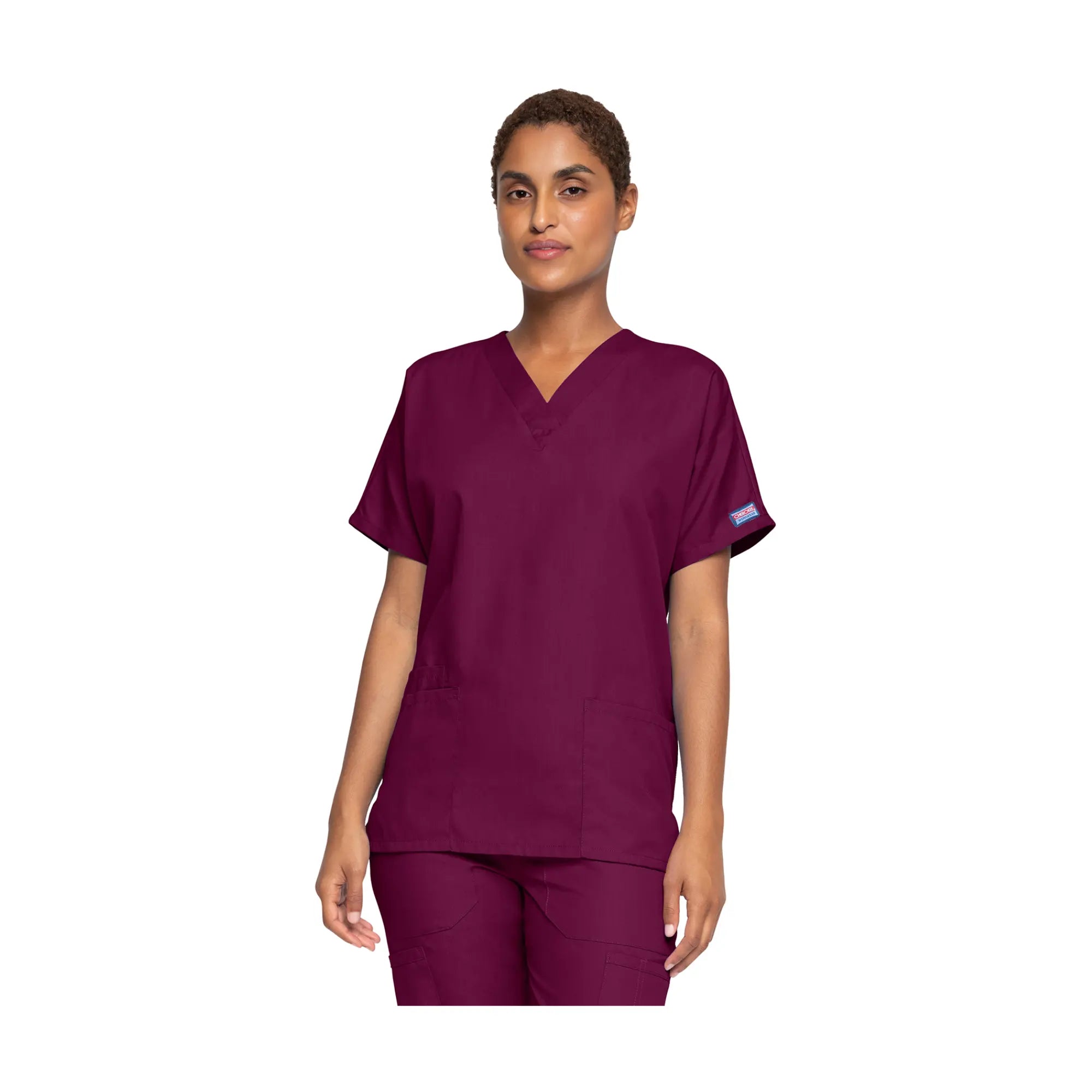 Guéthary - Tunique médicale - Col V - Manches courtes - Femme - Cherokee - Couleur 2 Cherokee Authentic Workwear Bordeaux-XXXL