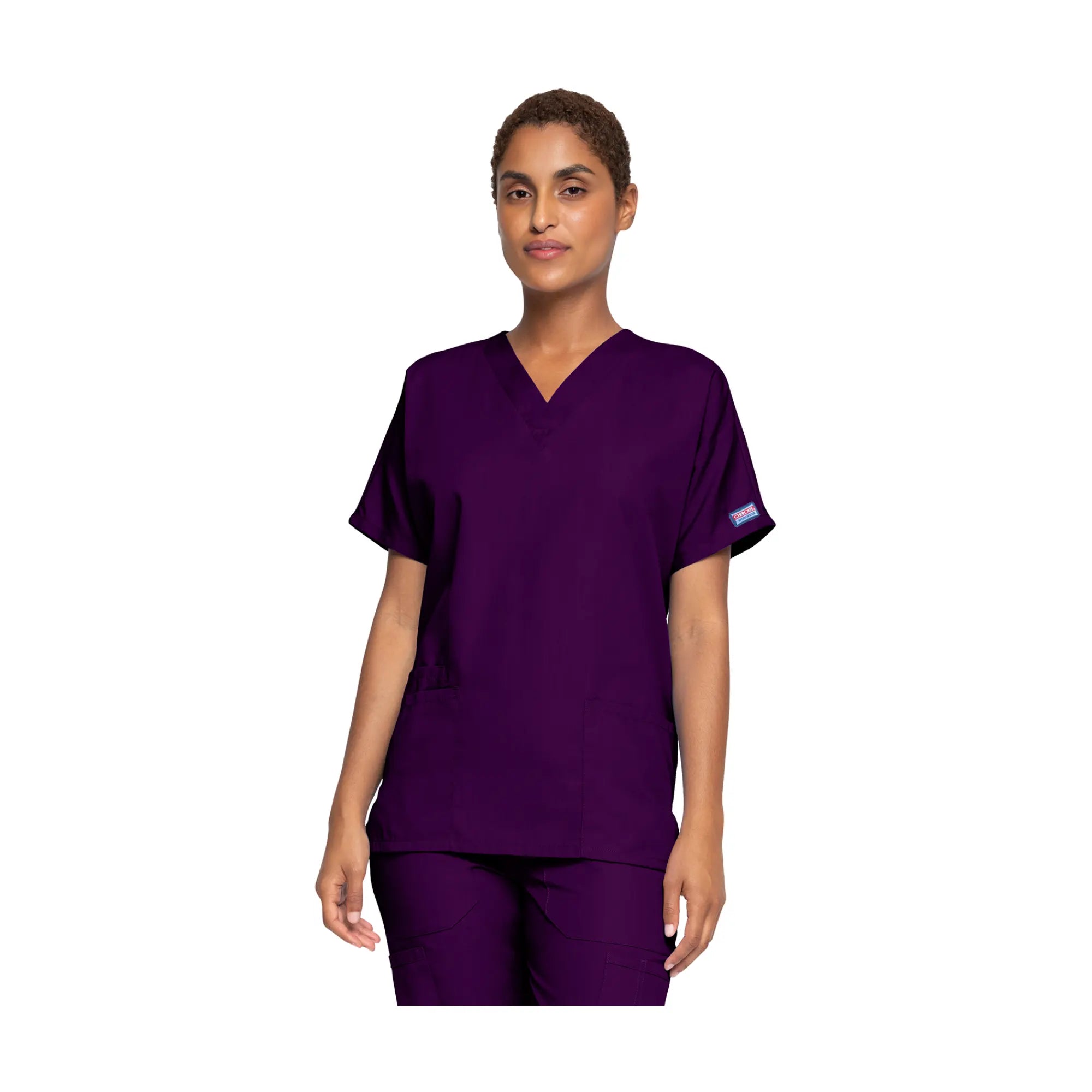Guéthary - Tunique médicale - Col V - Manches courtes - Femme - Cherokee - Couleur 2 Cherokee Authentic Workwear Aubergine-XXXL
