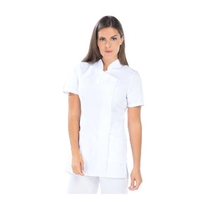 Inès - Blouse longue - Manches courtes - Femme - 105 cm My Blouse  Sergé-Blanc-T6-XXXL