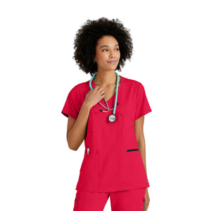 Kim - Tunique col V croisé - Femme - Grey’s Anatomy Stretch Grey’s Anatomy Rouge / XL