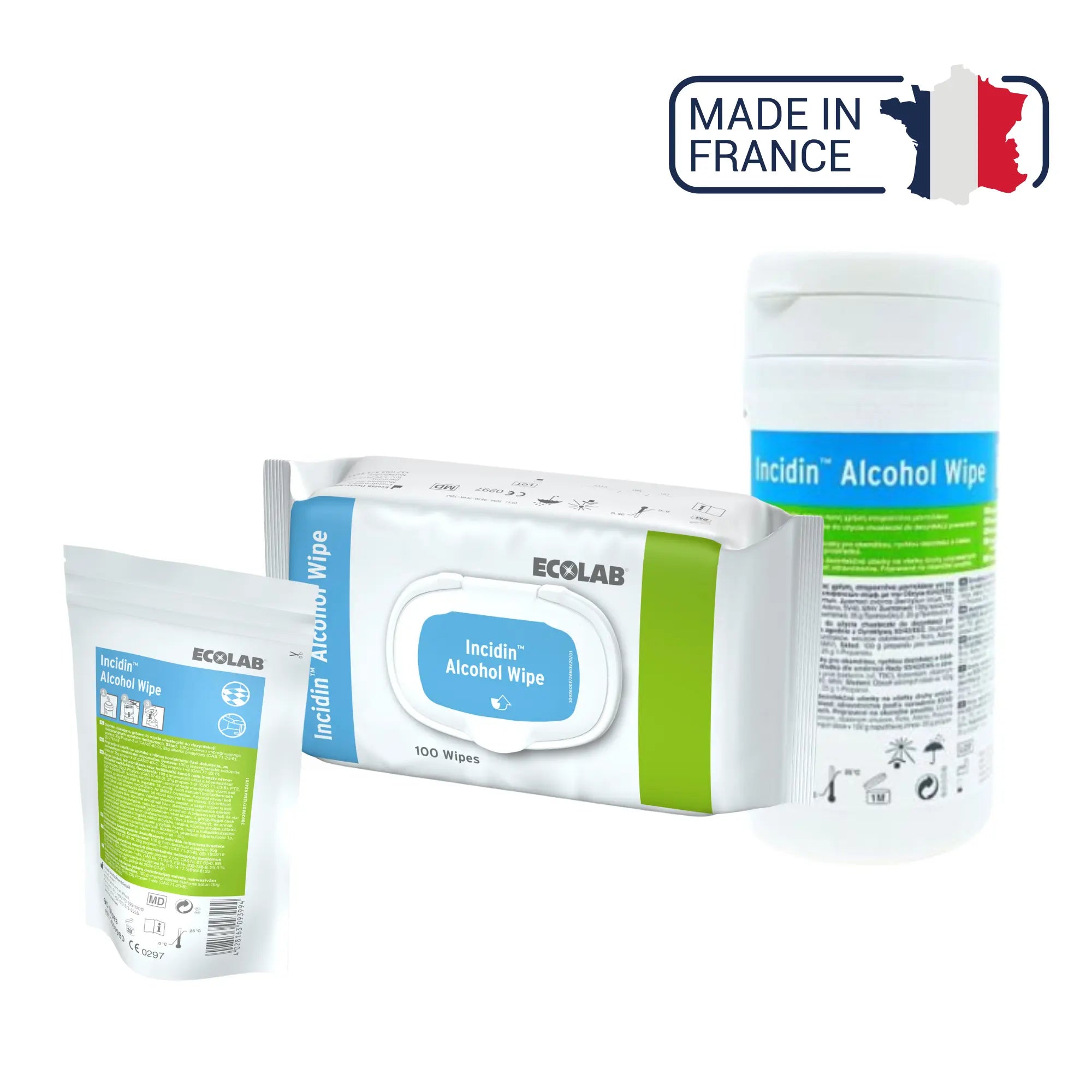 Lingettes Désinfectantes Incidin Alcohol Wipes - 3 contenances - Ecolab by Anios Anios
