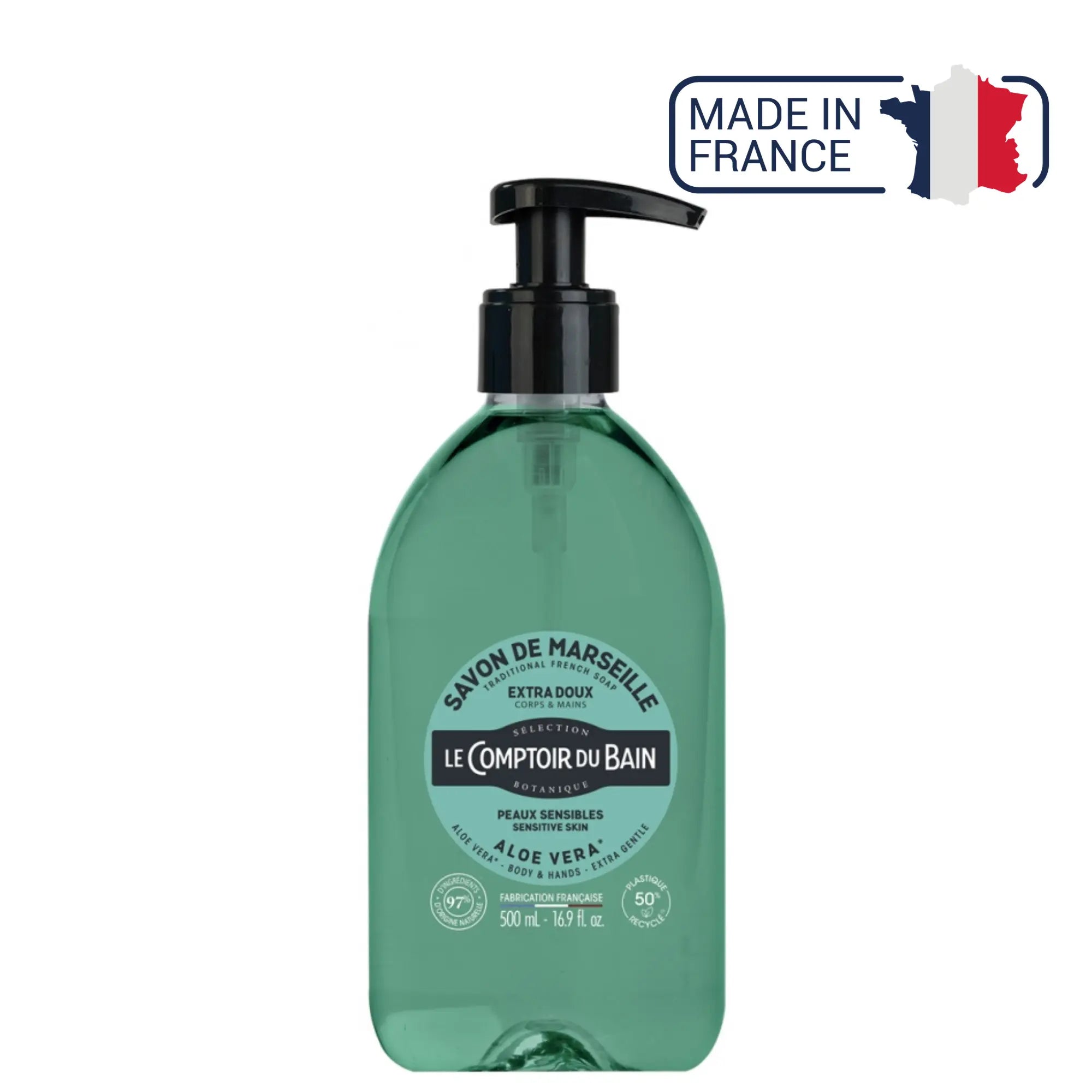Savon de Marseille liquide Aloe - 500 ml - Le Comptoir du Bain - My Podologie