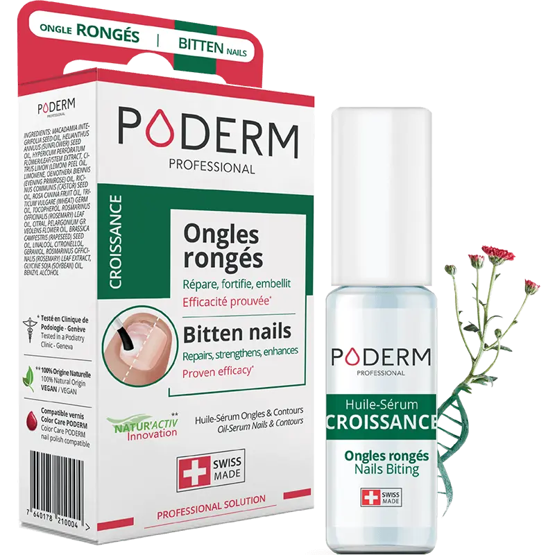 Traitement Sérum Ongles rongés - 8ml - Croissance - Poderm Professional