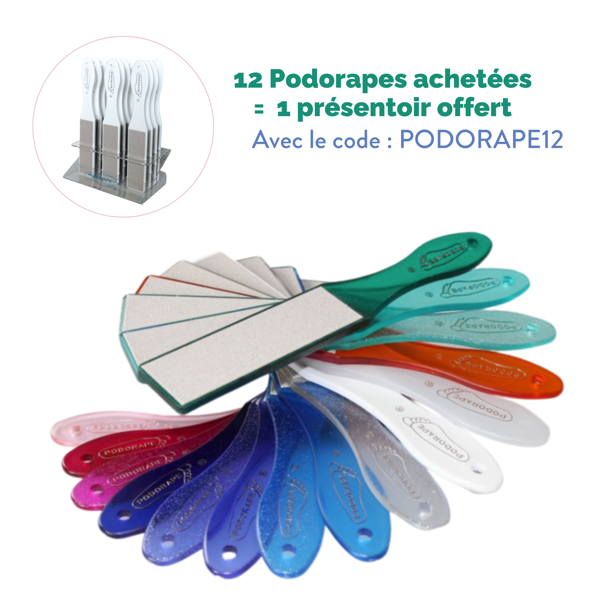 Podorape de pédicurie - Grain fin et moyen - 16 coloris disponibles - 27 cm Podorape 