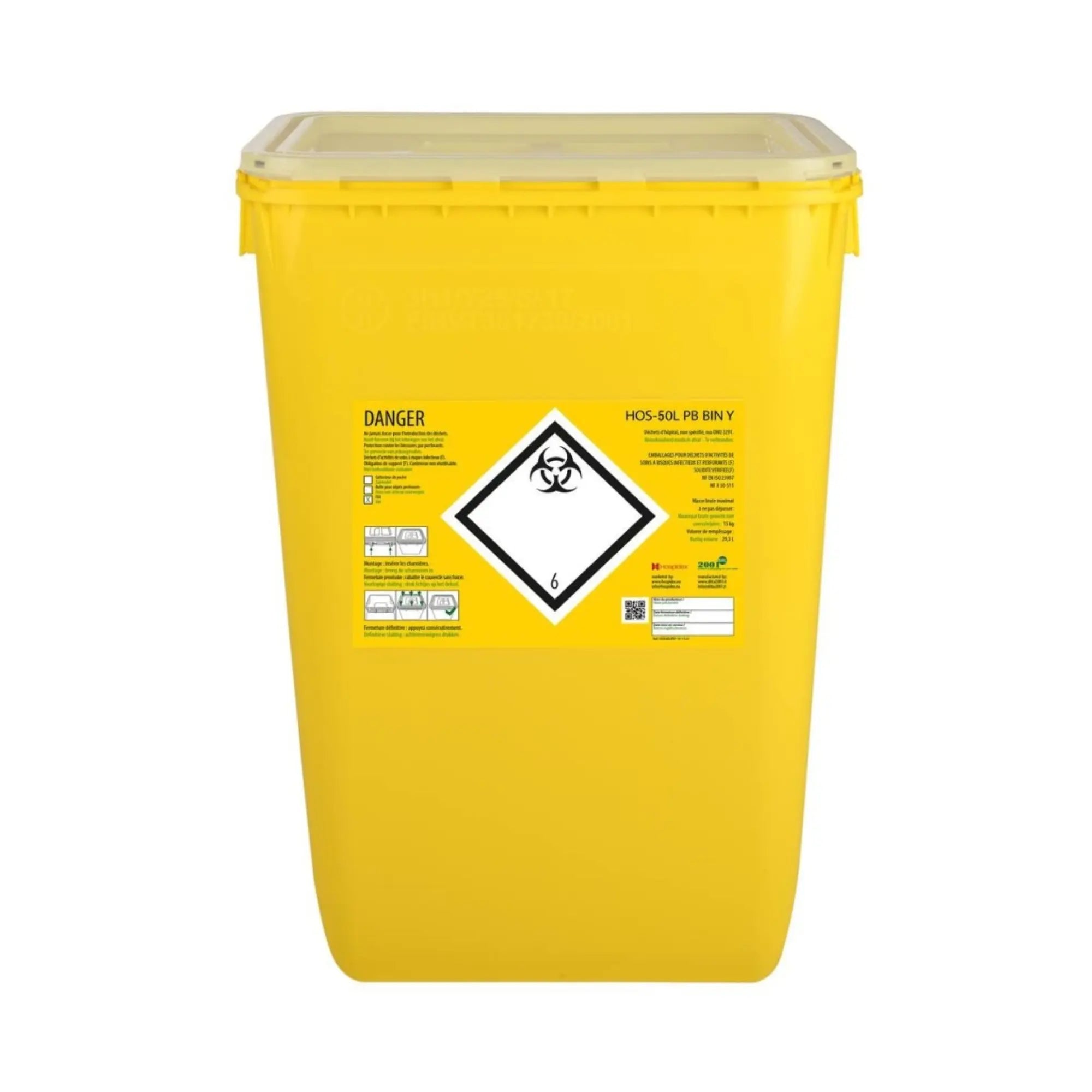 Conteneur Fût en plastique rectangulaire - Clinisafe Hospidex