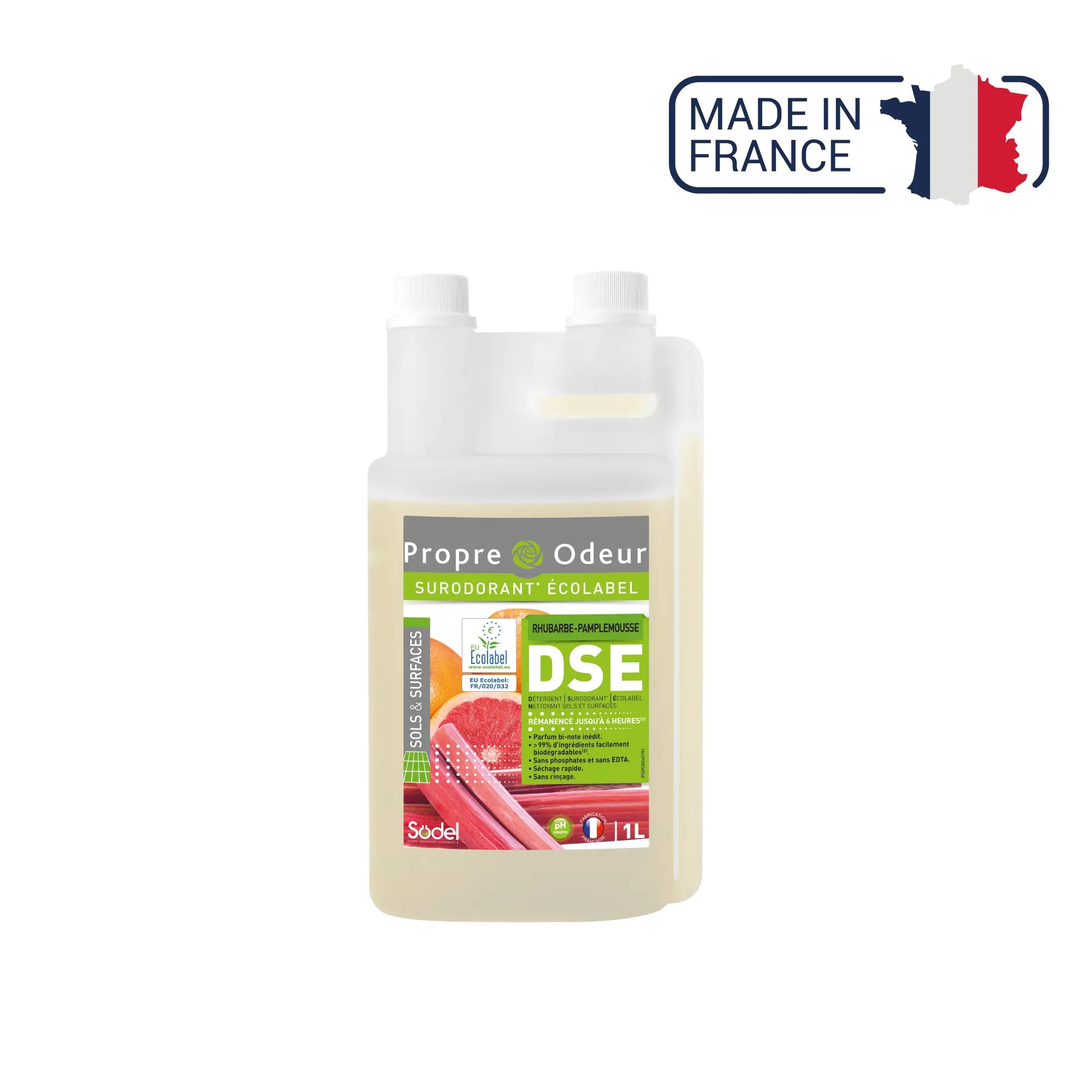 DSE - Détergent Surodorant Ecolabel - 3 parfums - 1L ou 5L - Sodel Exeol 