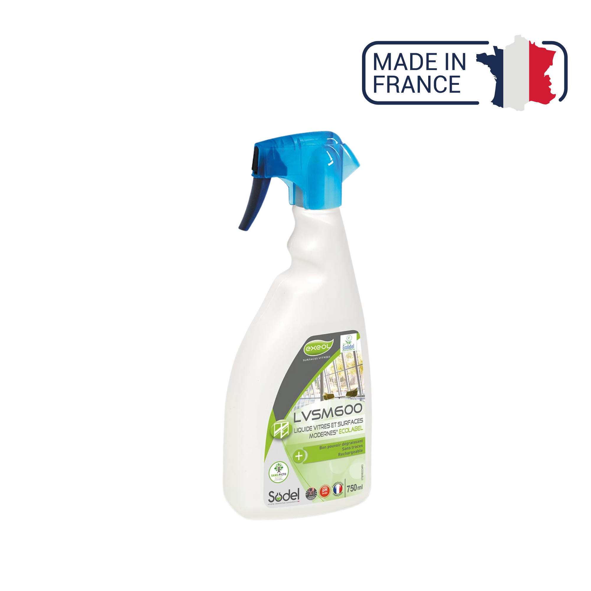 LVSM600  - Nettoyant dégraissant surfaces vitrées Écolabel - Sodel Exeol 