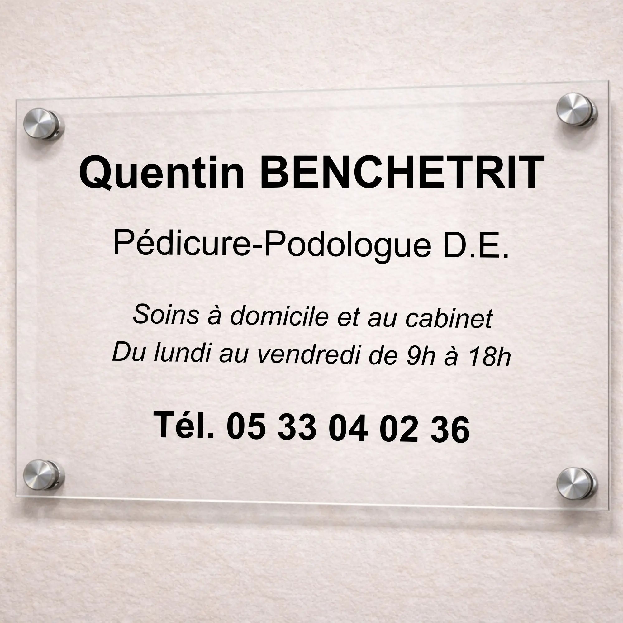 Plaque professionnelle Pédicure-Podologue personnalisable My Podologie 
